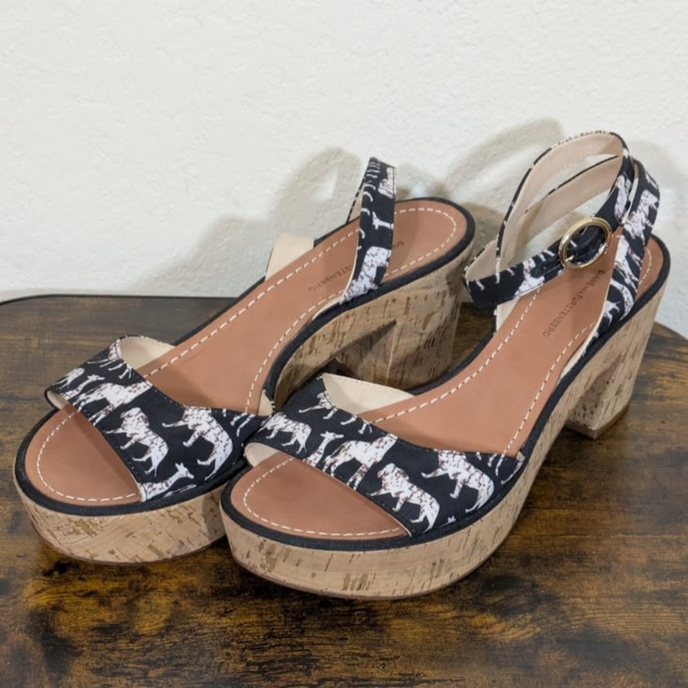 Diane Von Furstenberg Odelia Platform Sandals‎ Animal Print Crisscross 9.5M